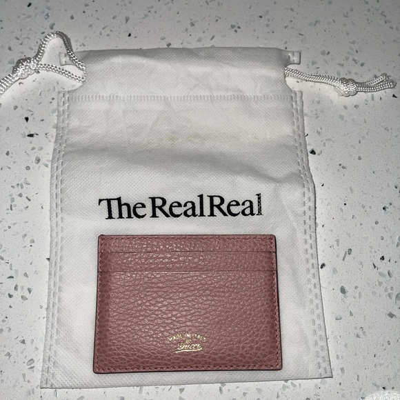 Pink Gucci swing Leather card Holder - Picture 1 of 4